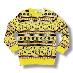 NWT Pokemon Holiday Sweater Women Yellow Pikachu Ugly Sweater XL RUNS SMALL READ